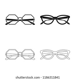 Vector design of glasses and sunglasses sign. Collection of glasses and accessory vector icon for stock.