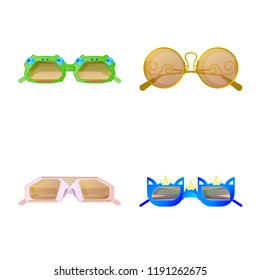 Vector design of glasses and sunglasses sign. Collection of glasses and accessory stock symbol for web.