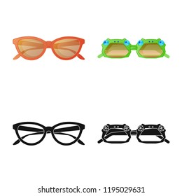 Vector design of glasses and sunglasses sign. Set of glasses and accessory stock vector illustration.