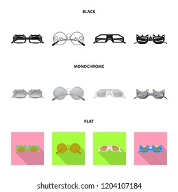 Vector design of glasses and sunglasses sign. Collection of glasses and accessory vector icon for stock.