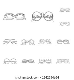 Vector design of glasses and sunglasses sign. Collection of glasses and accessory vector icon for stock.