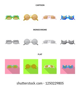 Vector design of glasses and sunglasses sign. Collection of glasses and accessory vector icon.