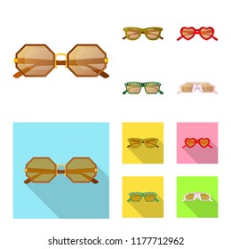 Vector design of glasses and sunglasses symbol. Set of glasses and accessory vector icon for stock.