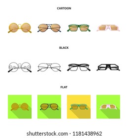 Vector design of glasses and sunglasses symbol. Set of glasses and accessory stock vector illustration.