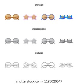 Vector design of glasses and sunglasses symbol. Collection of glasses and accessory vector icon for stock.