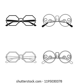 Vector design of glasses and sunglasses symbol. Set of glasses and accessory stock vector illustration.