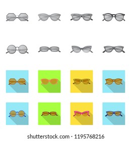 Vector design of glasses and sunglasses symbol. Set of glasses and accessory stock symbol for web.