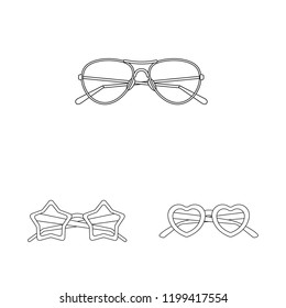 Vector design of glasses and sunglasses symbol. Collection of glasses and accessory vector icon for stock.