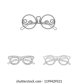 Vector design of glasses and sunglasses symbol. Collection of glasses and accessory vector icon for stock.