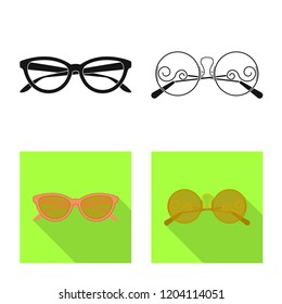 Vector design of glasses and sunglasses symbol. Collection of glasses and accessory stock symbol for web.