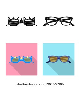 Vector design of glasses and sunglasses symbol. Collection of glasses and accessory stock symbol for web.