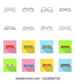 Vector design of glasses and sunglasses symbol. Collection of glasses and accessory vector icon for stock.