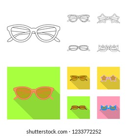 Vector design of glasses and sunglasses symbol. Set of glasses and accessory vector icon for stock.