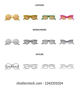 Vector design of glasses and sunglasses symbol. Collection of glasses and accessory vector icon for stock.