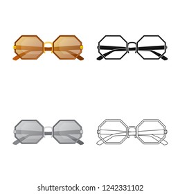 Vector design of glasses and sunglasses symbol. Collection of glasses and accessory stock symbol for web.