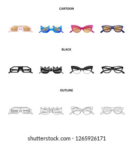 Vector design of glasses and sunglasses symbol. Collection of glasses and accessory stock vector illustration.
