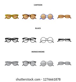 Vector design of glasses and sunglasses symbol. Set of glasses and accessory vector icon for stock.