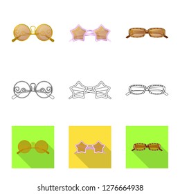 Vector design of glasses and sunglasses symbol. Collection of glasses and accessory stock symbol for web.