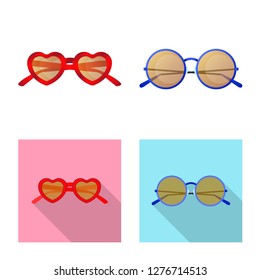 Vector design of glasses and sunglasses symbol. Collection of glasses and accessory stock vector illustration.