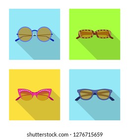 Vector design of glasses and sunglasses symbol. Set of glasses and accessory stock vector illustration.