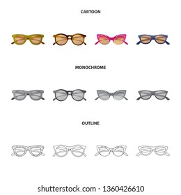 Vector design of glasses and sunglasses symbol. Collection of glasses and accessory vector icon for stock.