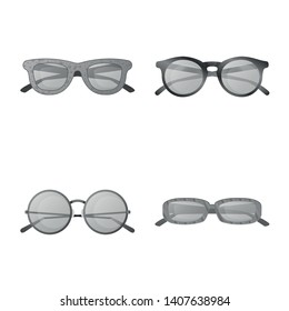 Vector design of glasses and sunglasses symbol. Set of glasses and accessory vector icon for stock.