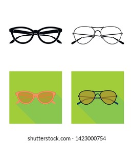 Vector design of glasses and sunglasses symbol. Set of glasses and accessory stock symbol for web.