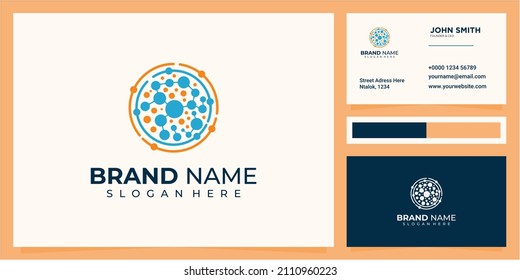 Vector design Global network icon. molecule data connections logo design concept with business card design
