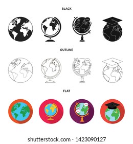 Vector design of globe and world logo. Collection of globe and earth stock vector illustration.