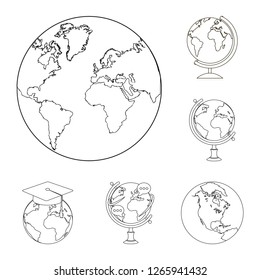 Vector design of globe and world sign. Collection of globe and earth stock symbol for web.