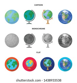 Vector design of globe and world sign. Collection of globe and earth vector icon for stock.