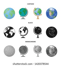 Vector design of globe and world symbol. Set of globe and earth stock symbol for web.