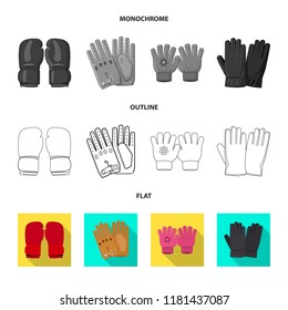 Vector design of glove and winter icon. Set of glove and equipment vector icon for stock.
