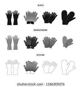 Vector design of glove and winter icon. Set of glove and equipment vector icon for stock.