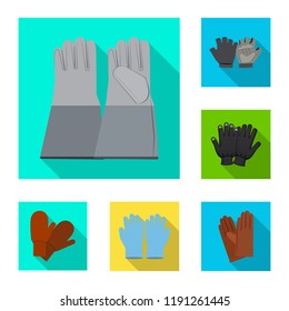 Vector design of glove and winter icon. Collection of glove and equipment stock symbol for web.