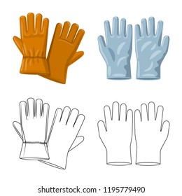 Diseño vectorial de guante e icono invernal. Colección de guantes y material símbolo para la web.