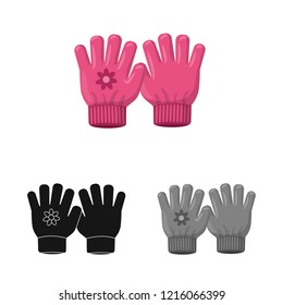Vector design of glove and winter icon. Collection of glove and equipment vector icon for stock.
