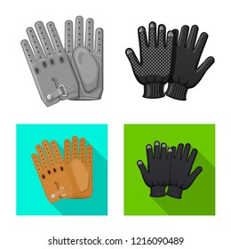 Vector design of glove and winter icon. Collection of glove and equipment stock vector illustration.