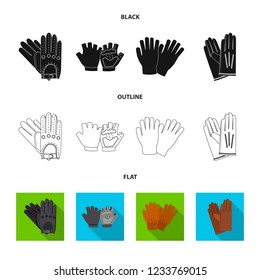 Vector design of glove and winter icon. Set of glove and equipment stock symbol for web.