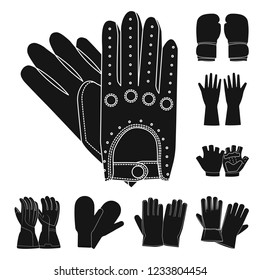 Vector design of glove and winter icon. Set of glove and equipment stock vector illustration.