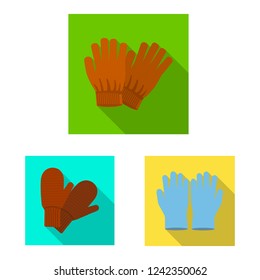 Vector design of glove and winter icon. Set of glove and equipment vector icon for stock.