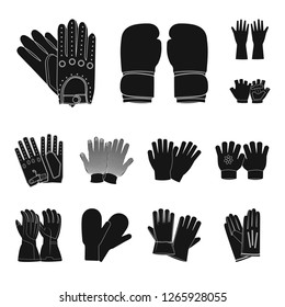 Vector design of glove and winter icon. Collection of glove and equipment stock vector illustration.