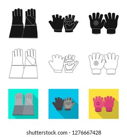 Vector design of glove and winter icon. Collection of glove and equipment stock symbol for web.