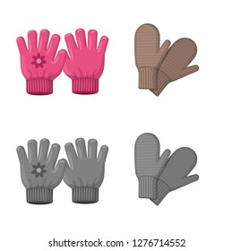 Vector design of glove and winter icon. Set of glove and equipment stock vector illustration.