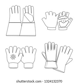 Vector design of glove and winter icon. Set of glove and equipment stock symbol for web.