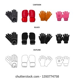 Vector design of glove and winter icon. Set of glove and equipment stock vector illustration.