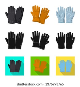 Vector design of glove and winter icon. Collection of glove and equipment stock symbol for web.