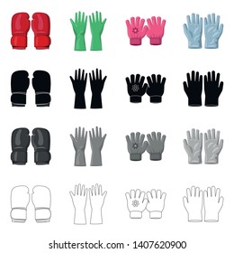 Vector design of glove and winter icon. Set of glove and equipment stock symbol for web.