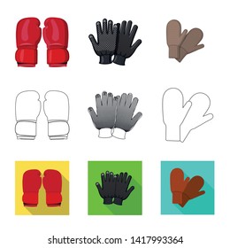 Vector design of glove and winter icon. Collection of glove and equipment stock vector illustration.