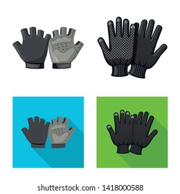 Vector design of glove and winter icon. Set of glove and equipment stock symbol for web.